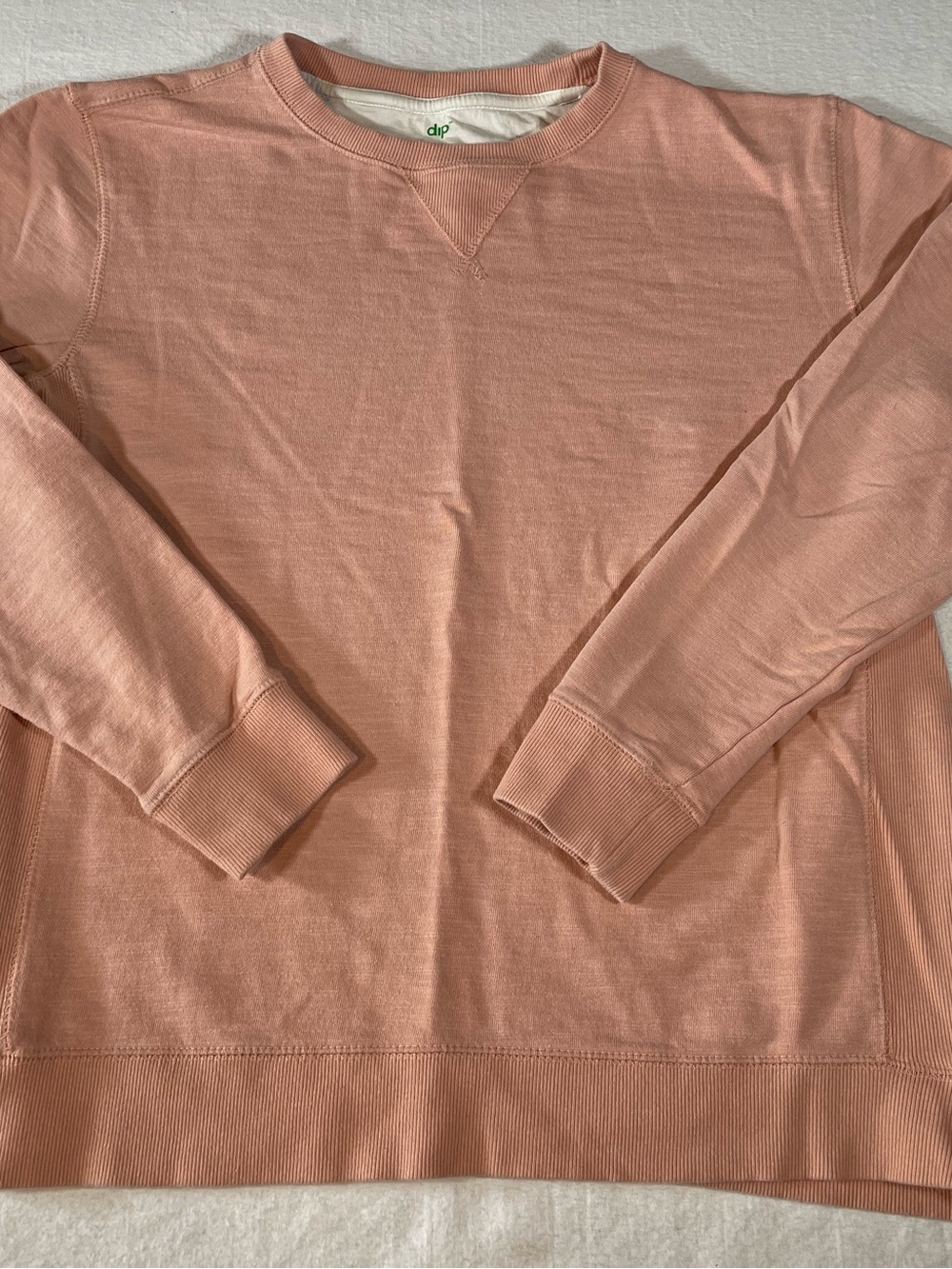 dip Women's Peach Lightweight Crewneck Sweatshirt with Ribbed Accents Size L